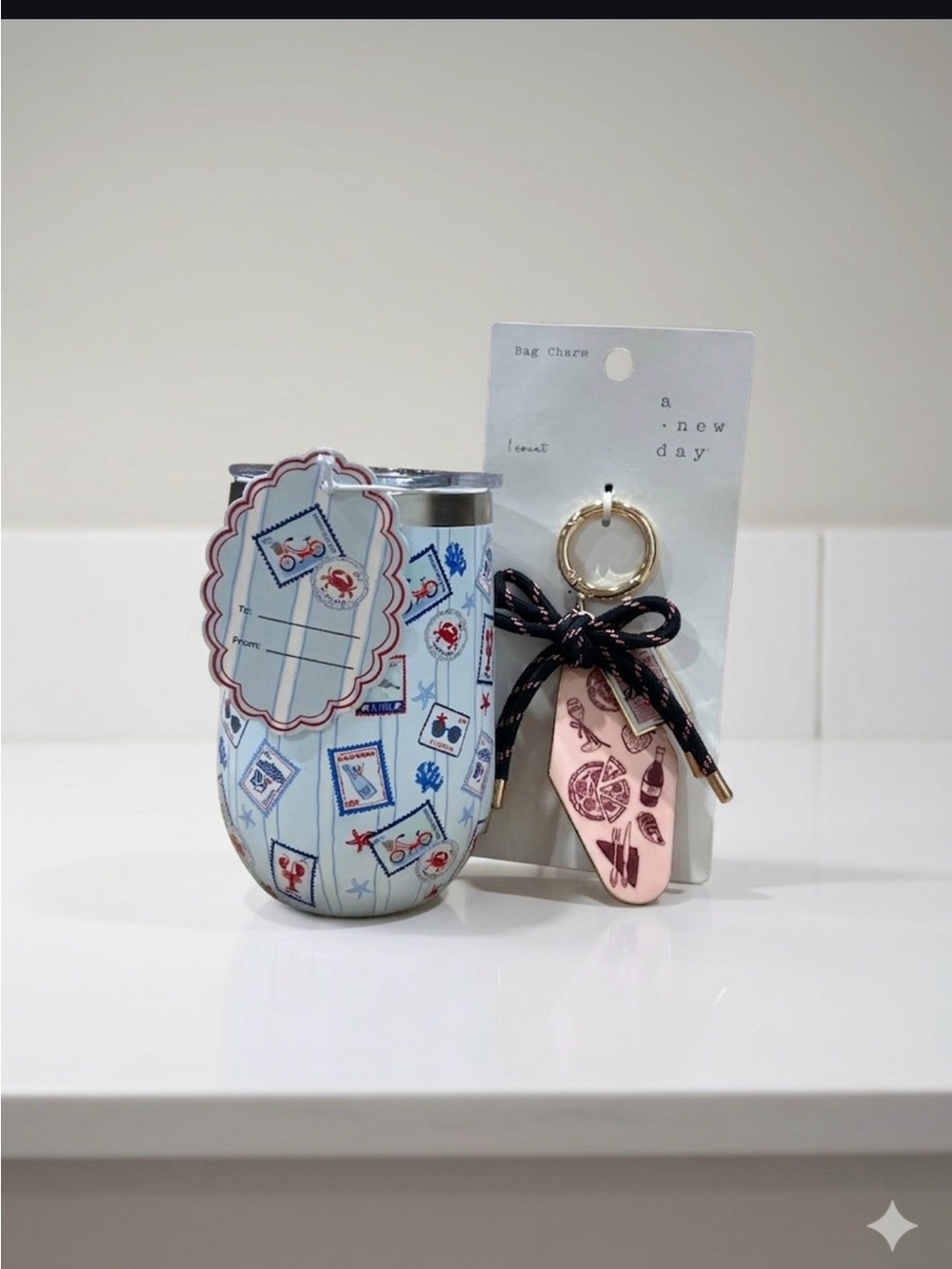 NWT Manna Americana Wine Tumbler & A New Day Bag Charm Bundle